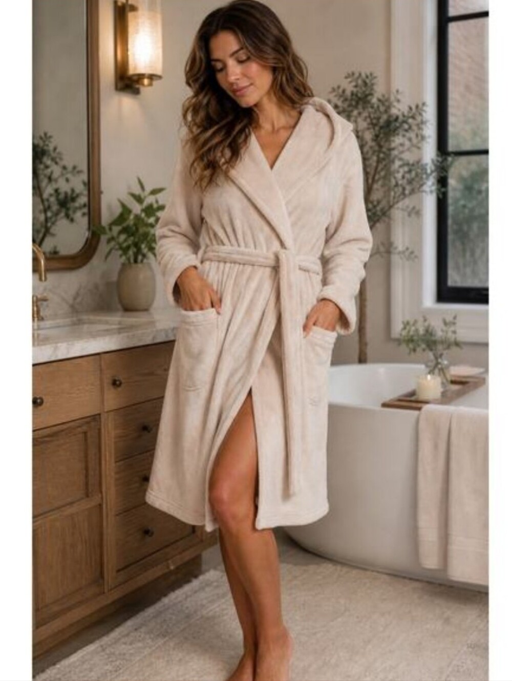 NWOT UGG Australia Miranda Plush Wrap Robe in Seagull Cream Cozy Lounge Hood XL